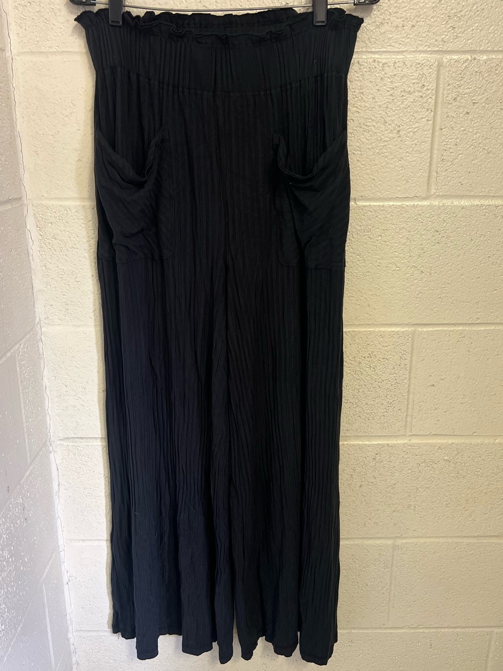 FP Movement by Free People Black Ribbed Relaxed Wide-Leg Pants